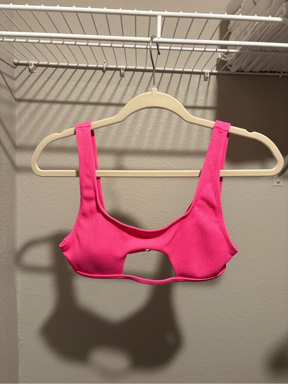 SHEIN Neon Pink Cutout Bikini Top